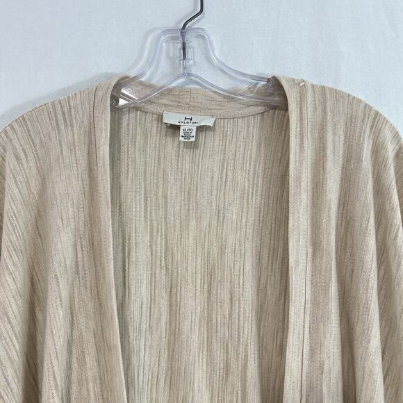H by Halston Textured Space Dye Open Front Cardigan XL Beige Minimalist Lagenloo - Picture 2 of 10